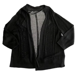 Alfani Womens Linen Blend Mesh Open Front Cardigan Size L Minimal Boho Scandi - Picture 1 of 8