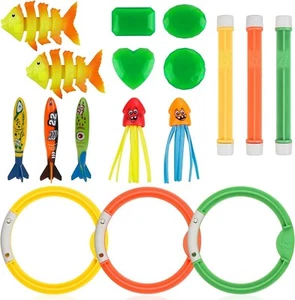 Anpro 16Pcs Diving Pool Toys Set Dive Stick Toys for Kids Swimming Pools Toys - Picture 1 of 12