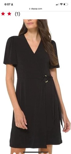 Abito donna Michael Kors nero finto avvolgente taglia XS nuovo con etichetta