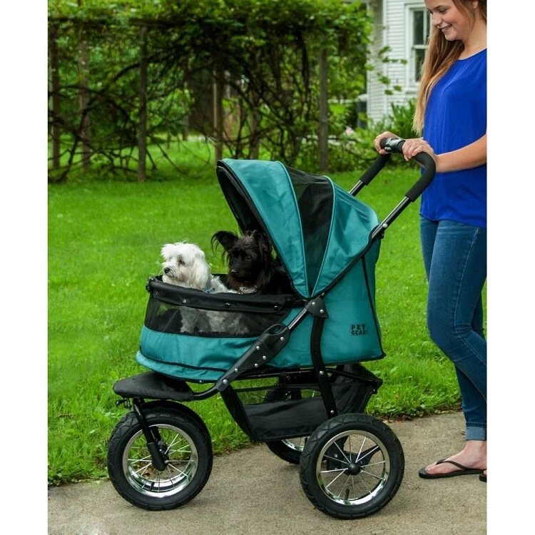 Pet Gear Double Stroller Dog Cat Rabbit No-zip Pine Green 90 Lbs