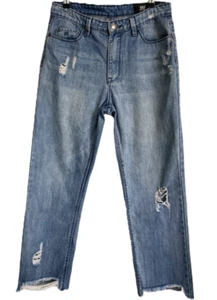 RES Denim Wmn Jeans Sz 25 W31 80cm L25 High Rise Distressed Straight Leg Blue - Bild 1 von 13
