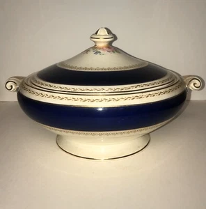 Crown Ducal Azul Cobalto 4746 Floral 2 manijas Tureen Tapado - Imagen 1 de 12