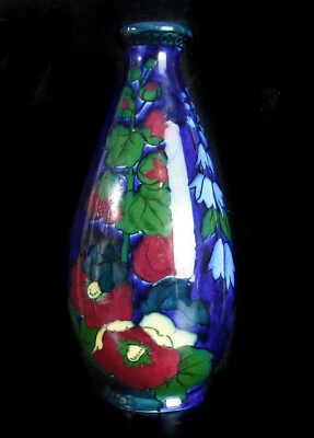Vase Stockrose Art Deco Englisch Blau Kobalt Von Adderley 1920 Japan Japanisch - Bild 1 von 4