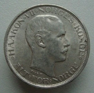 Norwegen 50 Erz 1919 Haakon VII Silbermünze S10 - Bild 1 von 7