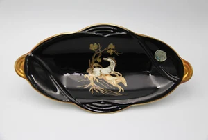 1930s CROWN DEVON Fielding art Deco Pegasus Ceramic Black Dish Made in England - Picture 1 of 6