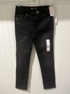 Wonder Nation Boy's Size 10 Dark Wash Black SLIM Jeans Denim Adjustable Waist - Picture 1 of 6