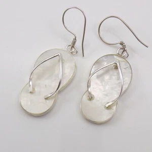 Sterlingsilber Bali weiß MOP Flip Flop Sandale Schuh Ohrhänger Ohrringe FZ2 - Bild 1 von 3