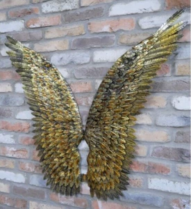 Large Angel Wings Wall Art Contemporary Metal Angel Wings Wall Sculpture - Picture 1 of 5