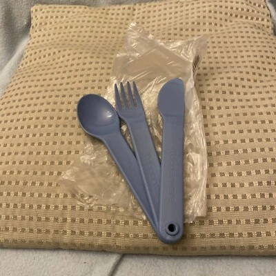 TUPPERWARE Picknick Besteck 3er Set Messer Gabel Löffel Blau NEU OVP - Bild 1 von 3