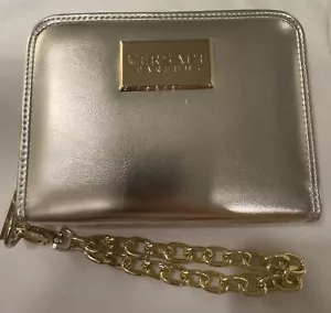 Versace Parfum Zip Around Gold Wallet Clutch With Chain Travel Wristlet NEW - Picture 1 of 2
