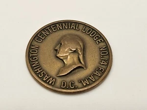 Ficha de Medalla Masónica de Bronce De Colección con George Washington DC Centennial Lodge No 14 - Imagen 1 de 5