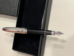 Versace Fountain Pen Stainless Steel/Black Resin - Picture 1 of 8