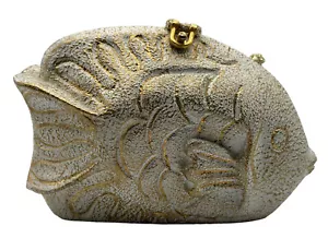 Timmy Woods Of Beverly Hills Fish Designer Handbag Clutch Bag Purse White Gold - Picture 1 of 10