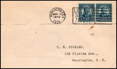 Scott 602 5 Cents Roosevelt Coil Pair Nickles FDC Typed Address - Image 1 of 2