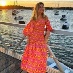 ZARA BOHO SIZE M PRINTED MIDI DRESS MAXI ORANGE MIDI PINK BLOGGERS FAVORITE - Picture 1 of 16