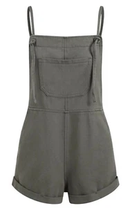 Cider Women's Size Small Denim Pocket Ultra Short Romper Overalls Grey New - Picture 1 of 10