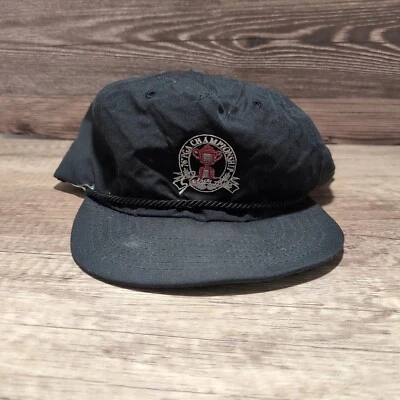 Vintage 1976 PGA Championship Hat Cap Rope Black  Southern Hills Strap Back - Image 1 of 4
