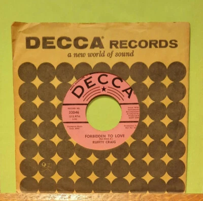 RUFTY CRAIG FORBIDDEN TO LOVE GARY USHER POPCORN ROCK 45 RPM RECORD PROMO - Image 1 of 2