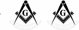 WHITE Vinyl Decal Past Master Masonic Emblem Tail light Mason 2 pieces 3 inches - Picture 1 of 1