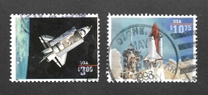 U.S. Scott # 2544 and 2544A $3 and $10.75 Shuttle High Values Used CV $9.75