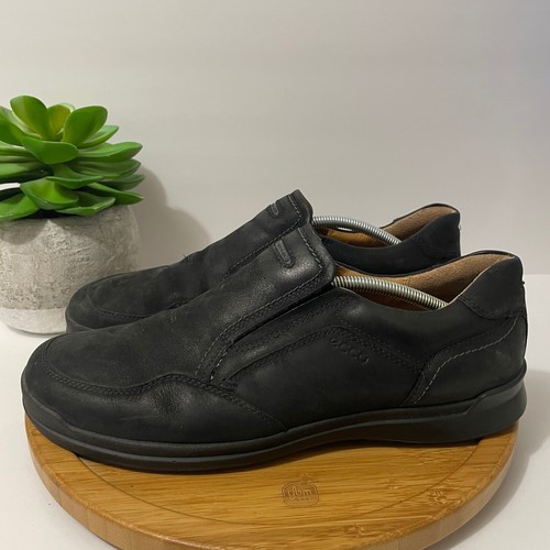 Mocassini slip on Ecco in pelle neri scarpe da passeggio comode taglia 13