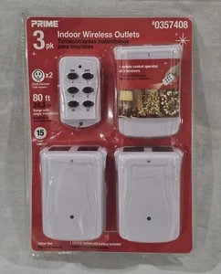 *NEW* Prime Indoor Wireless Electrical Outlets w/ Remote Control #0357408 3pk - Picture 1 of 2