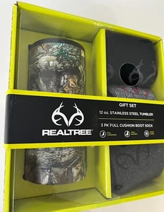 Realtree 4 Piece Tumbler & 3 Boot Socks Gift Set NEW NIB - Picture 1 of 8