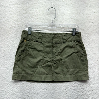 Y2K Vintage Low Rise Mini Skirt 6 8 27 28 Medium Army Green Cyber Fairy Grunge - Image 1 of 4