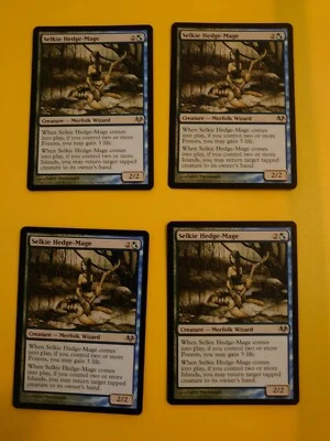 MTG Selkie Hedge-Mage Merfolk Wizard  Eventide Playset 4 cards as pics - Image 1 of 2