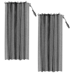 2pcs Spark Guard Mesh Screens Fireplace Mesh Curtains Screens Panels with Handle - Picture 1 of 12