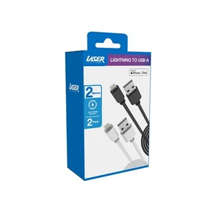 Paquete de 2 cables Lightning Laser MFi certificados 2 m blanco/negro - Imagen 1 de 4