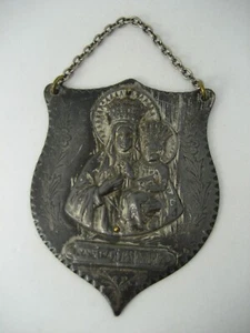 Altes Wallfahrt Pilger Gnadenbild Medaille Schwarze Madonna von Tschenstochau - Bild 1 von 4