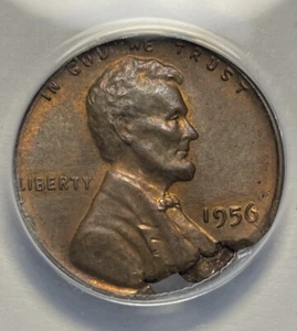 1956  Lincoln Wheat cent Anacs Ms-65   - Ragged Clip (Defective Planchet) Error - Picture 1 of 4