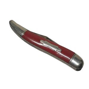 Vtg Fish Knife Pocket Knife Scaler Fish Red Handle Single Blade (Rusted Blade) - Picture 1 of 8