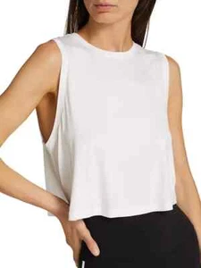 Splits59 Sienna Jersey Crop Tank Top Women's S White Solid Round Neck Sleeveless - Picture 1 of 13