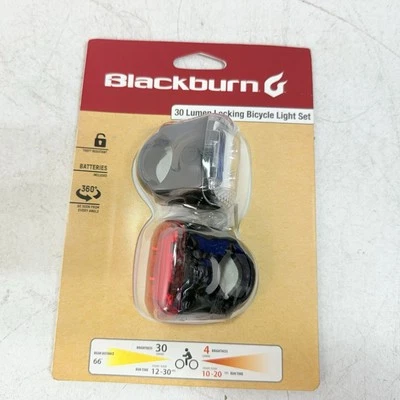 Blackburn 30 Lumen Locking Front and Rear Bicycle 2-Piece Light Set, Black - Image 1 of 2