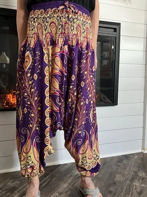 Peacock Paisley Women's Genuine Harem Pants One Size - Image 1 of 4