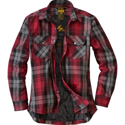 Camisa de montar encubierta de franela para motocicleta para mujer - roja/gris - XL 52211-6 Foto 1 de 4
