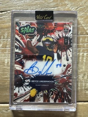 2025 Wild Card Splat Bryce Underwood 1/1 Auto Red White Blue & 9/15 Green & Blk - Image 1 of 4