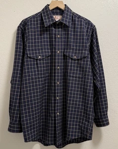 VTG CC Filson Wool Shirt Mens M Plaid Check Virgin Wool Long Sleeve Button Down - Picture 1 of 13