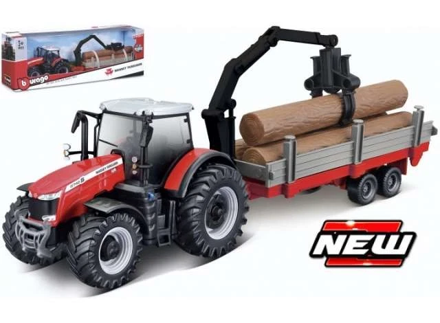 BURAGO,MASSEY FERGUSON 8740S with forestry trailer, 1/50, BUR31659 - Image 1 of 1