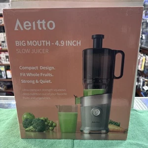 NEU Aeitto Big Mouth Slow Juicer 4,9" - HSJ-1908 - grau - brandneu versiegelt - Bild 1 von 8