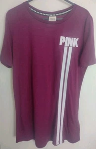 Victoria's Secret PINK Dark Pink Cotton Blend T-shirt - Size Small - Picture 1 of 4