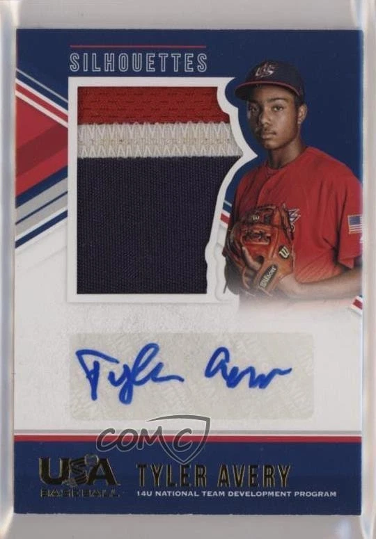 2018 Panini USA Baseball Stars & Stripes Jerseys Prime /4 Tyler Avery #141 Auto - Image 1 of 2