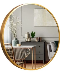 Home Bathroom Wall Mirror Metal Frame 24'' Round Anti-Rust Vanity Mirror - Picture 1 of 4