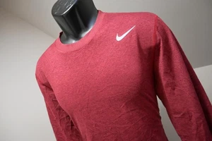 Nike Gym Shirt Dri Fit Dark Red Long Sleeve Performance Athletic Mens Sz Medium - Picture 1 of 9