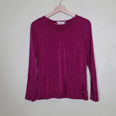 Top Henri Bendel De Colección M Mujeres Magenta LS Cuello Redondo Antiguo Dinero Grabado Boho Y2K Foto 1 de 4