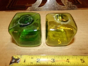 2 Rare 2" Square Japanese Glass Fishing Glass Net Floats - Picture 1 of 2