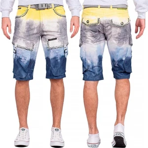 Cipo & Baxx Herren Shorts gelb-blau stonewashed Cargo Strass 5-Pocket Regular  - Bild 1 von 9