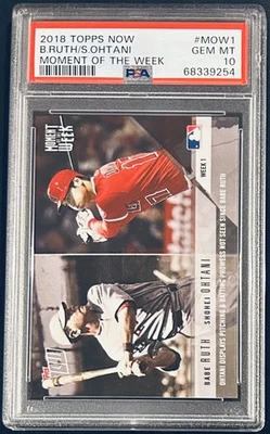 2018 Topps Now Shohei Ohtani RC Babe Ruth PSA 10 Rookie Moment of the Week MOW1 - Image 1 of 2